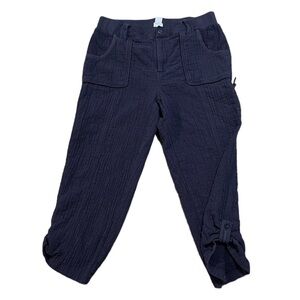 Chico’s Womens Navy Blue Gauze Cropped Pull On Pants Size 12 (Chico’s 2)